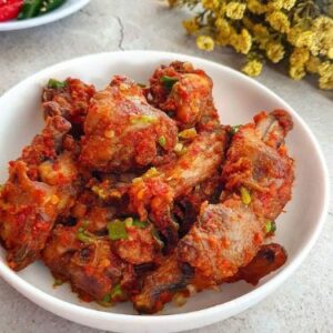 a dish with sambal berlado